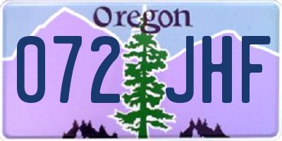OR license plate 072JHF