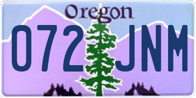 OR license plate 072JNM