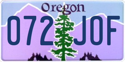 OR license plate 072JOF
