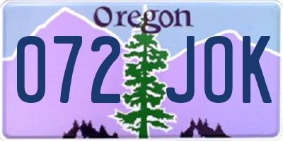 OR license plate 072JOK