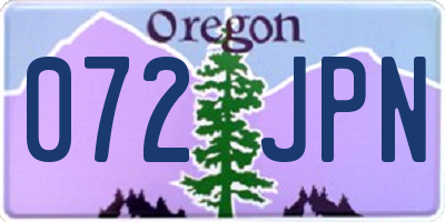 OR license plate 072JPN