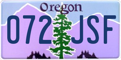 OR license plate 072JSF