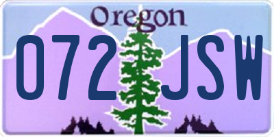 OR license plate 072JSW