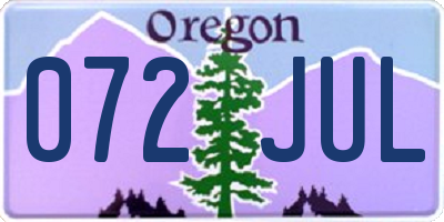 OR license plate 072JUL