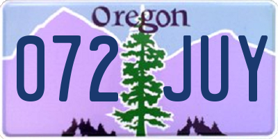 OR license plate 072JUY