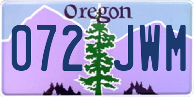 OR license plate 072JWM