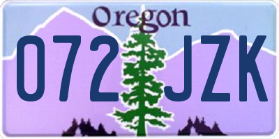 OR license plate 072JZK