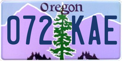 OR license plate 072KAE