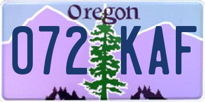OR license plate 072KAF