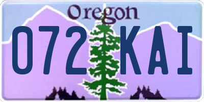 OR license plate 072KAI
