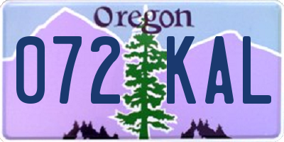 OR license plate 072KAL