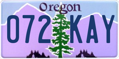 OR license plate 072KAY
