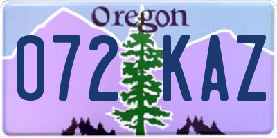 OR license plate 072KAZ