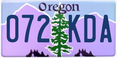 OR license plate 072KDA