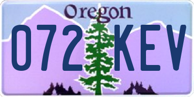 OR license plate 072KEV