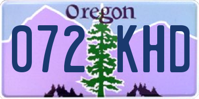 OR license plate 072KHD