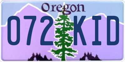 OR license plate 072KID