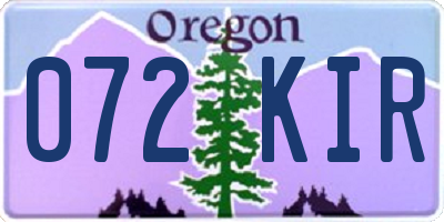 OR license plate 072KIR
