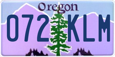 OR license plate 072KLM