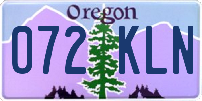 OR license plate 072KLN