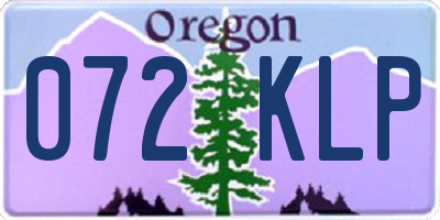 OR license plate 072KLP