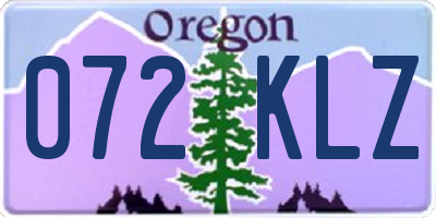 OR license plate 072KLZ