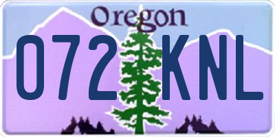 OR license plate 072KNL