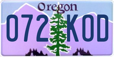 OR license plate 072KOD