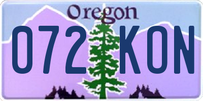 OR license plate 072KON