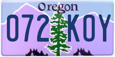 OR license plate 072KOY