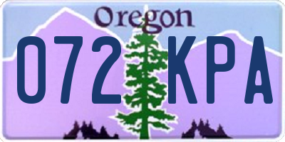 OR license plate 072KPA