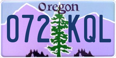 OR license plate 072KQL