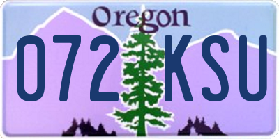 OR license plate 072KSU