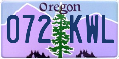OR license plate 072KWL