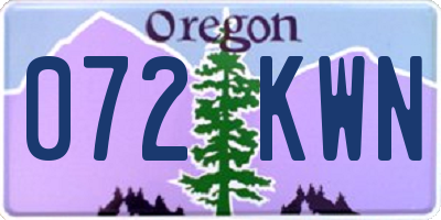 OR license plate 072KWN