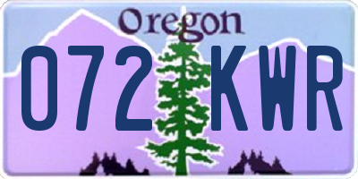 OR license plate 072KWR