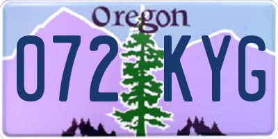 OR license plate 072KYG