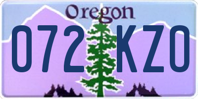 OR license plate 072KZO