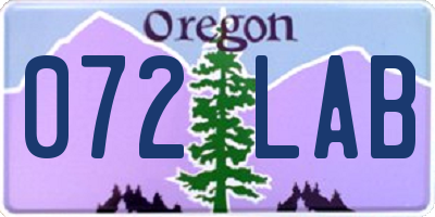 OR license plate 072LAB