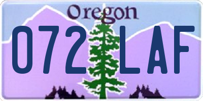 OR license plate 072LAF