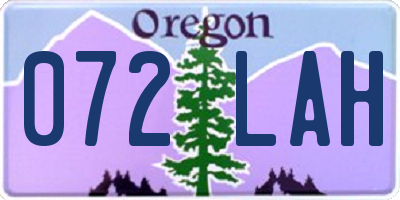 OR license plate 072LAH