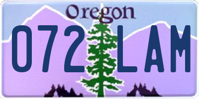 OR license plate 072LAM