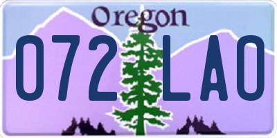 OR license plate 072LAO