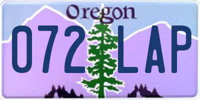 OR license plate 072LAP