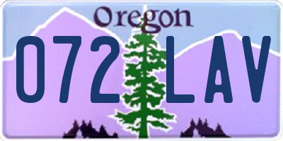 OR license plate 072LAV