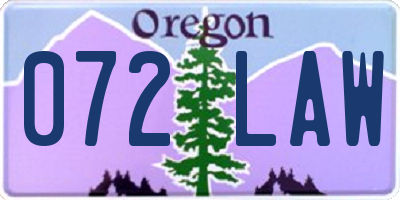 OR license plate 072LAW