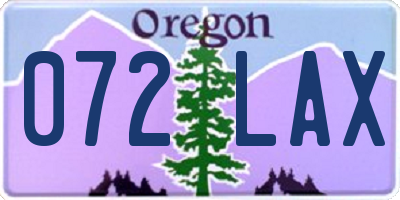 OR license plate 072LAX
