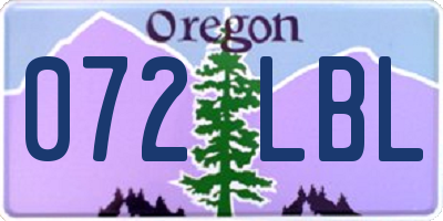OR license plate 072LBL
