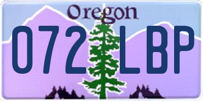 OR license plate 072LBP