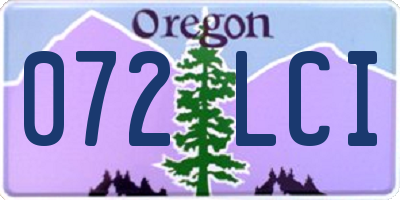 OR license plate 072LCI